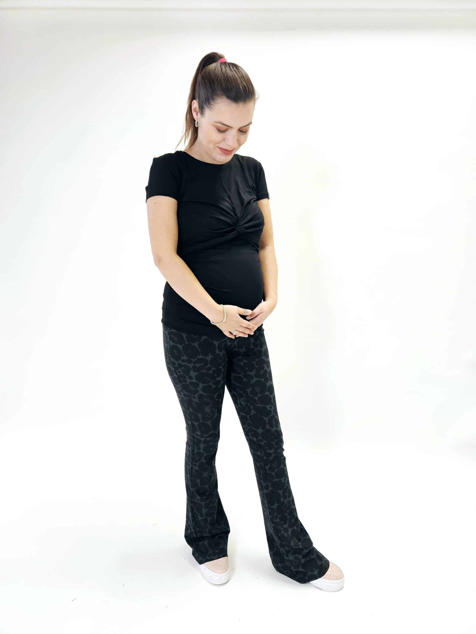 Flared pants Leopard Grün