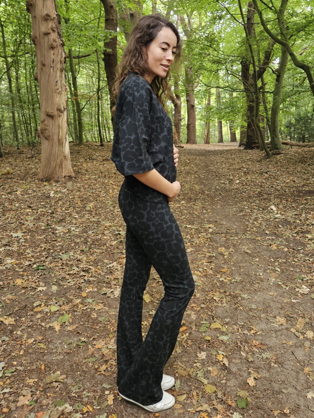 Flared pants Leopard Groen
