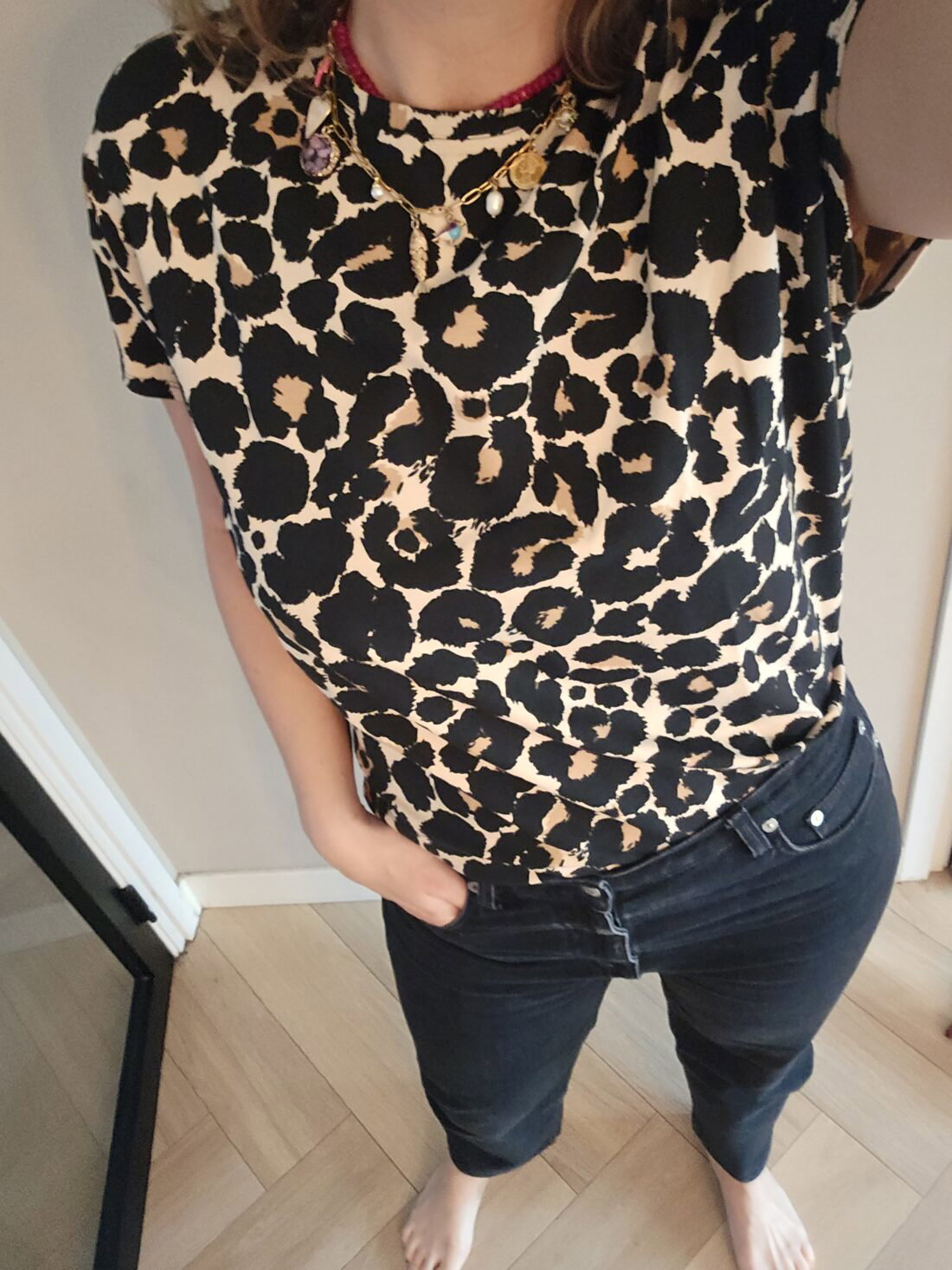 Oversized top Leopard beige