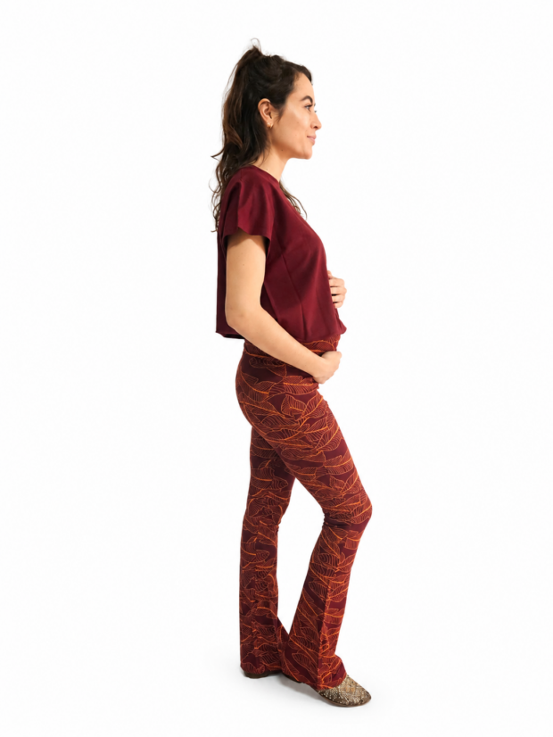 Flared pants flower Red