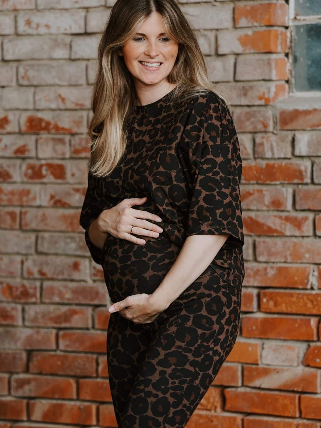 Shirt driekwart mouw Leopard bruin