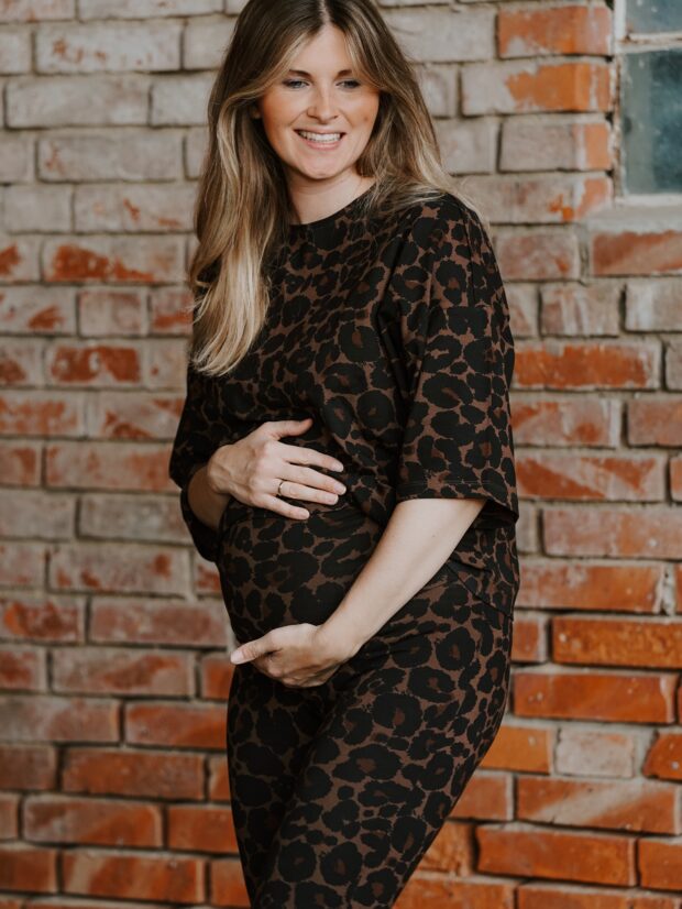 Set deal leopard bruin met boxy top