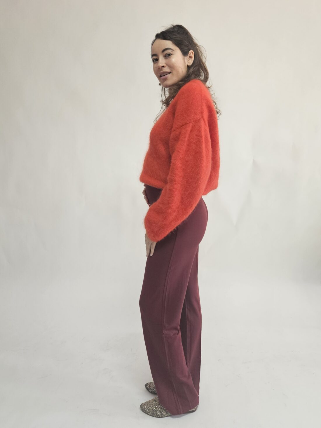 Wide pants Wine red
