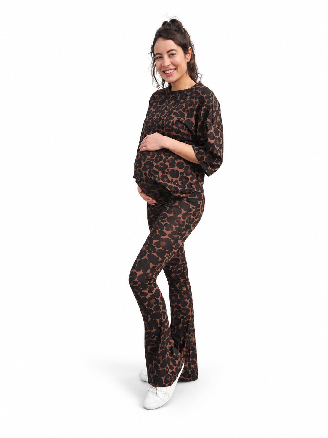 Flared pants Leopard Braun